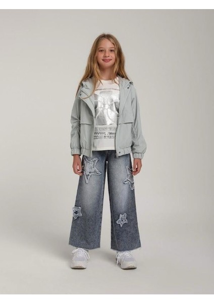 Kız Çocuk Pamuklu Gümüş Varak Desenli Tasarım T-Shirt modelleri
