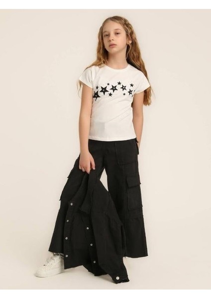 Kız Çocuk Yıldız Taş Işlemeli Tasarım T-Shirt modelleri