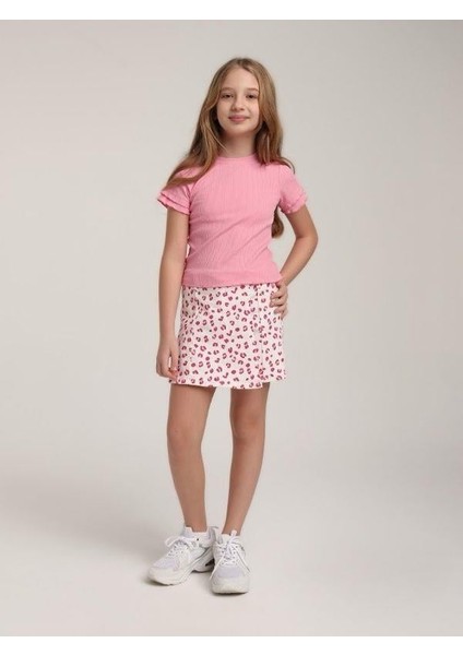 Kız Çocuk Pamuklu Kolları Kısa Fırfırlı T-Shirt fiyatları