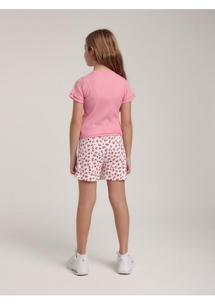 Kız Çocuk Pamuklu Kolları Kısa Fırfırlı T-Shirt fırsatları