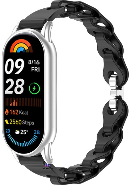 Xiaomi Mi Band 8 Mi Band 9 Uyumlu Örgü Silikon Kordon Bileklik Metal Pimli