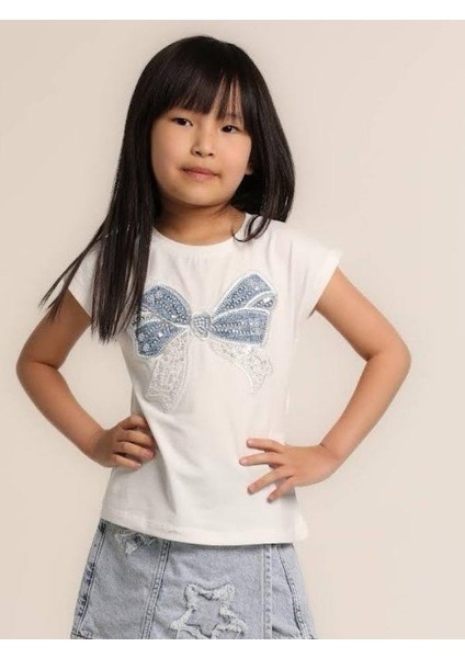 Kız Çocuk Fiyonklu Işlemeli T-Shirt fırsatları