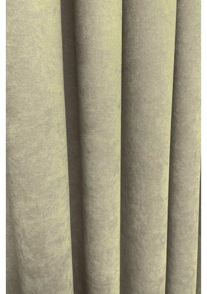 Barcelona Kadife Dokulu Fon Perde Bej (Pilesiz) modelleri