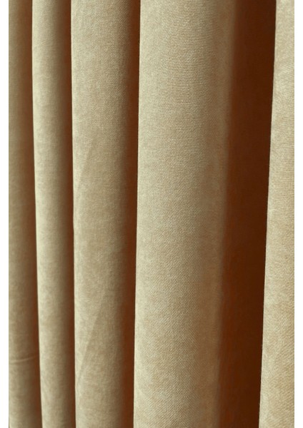 Barcelona Kadife Dokulu Fon Perde Bej (Pilesiz) fırsatları