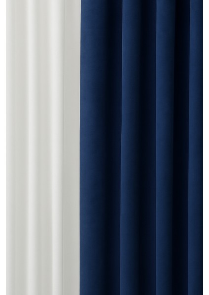 Barcelona Kadife Dokulu Fon Perde Lacivert (Pilesiz) fiyatları