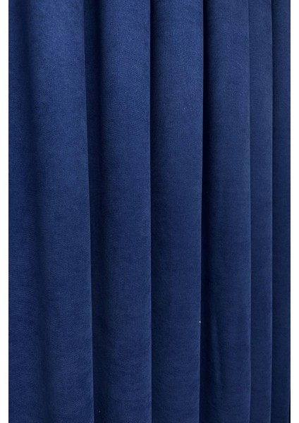 Barcelona Kadife Dokulu Fon Perde Lacivert (Pilesiz) modelleri