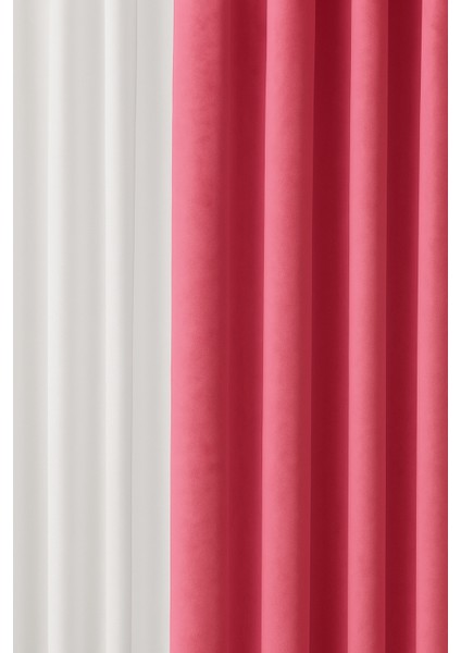 Barcelona Kadife Dokulu Fon Perde Pembe (Pilesiz)