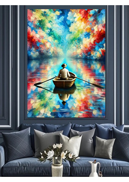 Renkli Gölde Sandal Dekoratif Kanvas - Mdf Ahşap Tablo
