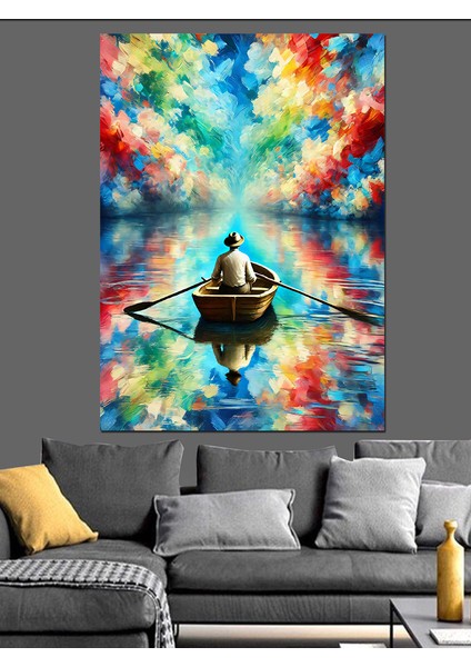 Renkli Gölde Sandal Dekoratif Kanvas - Mdf Ahşap Tablo fiyatları