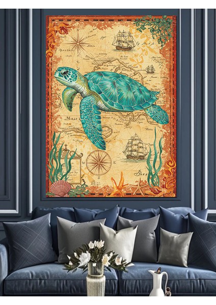 Tarihi Deniz Kaplumbağası Dekoratif Kanvas - Mdf Ahşap Tablo modelleri
