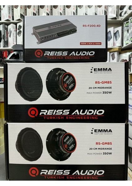 Reiss Üclü Takım Iki Takım 20CM Midrange Massive 4 Kanallı 4X150RMS Anfi