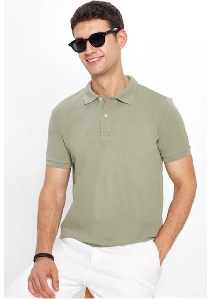 Erkek 5'li Paket Lacivert-Haki-Kiremit-Gri-Bej Slim Fit Dar Kesim Pamuklu Düz Pike Polo Yaka Tişört modelleri