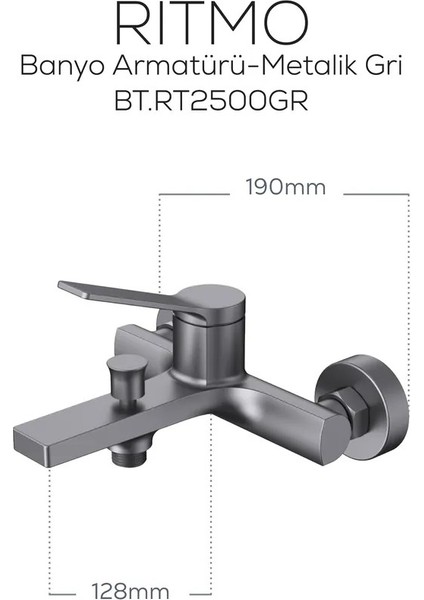 Ritmo Banyo Armatürü - Metalik Gri fiyatları