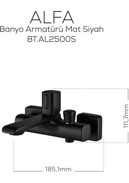 Alfa Banyo Bataryası Armatürü Mat Siyah AL2500S modelleri