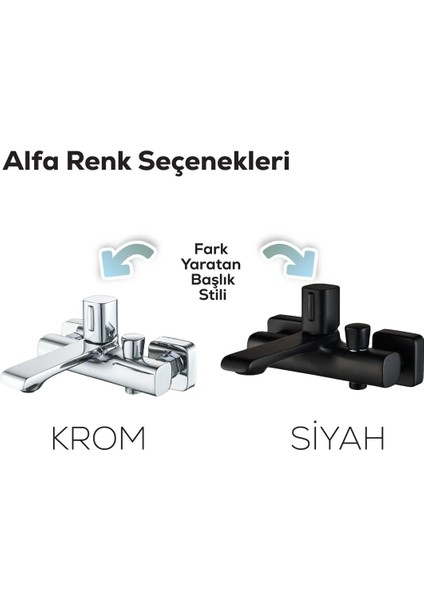 Alfa Banyo Bataryası Armatürü Mat Siyah AL2500S fırsatları