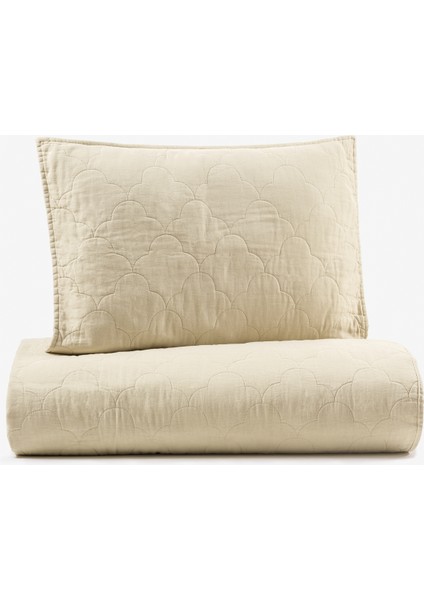 Washed Linen Kapitone 2'li Yastık Kılıfı Bej 50 x 70