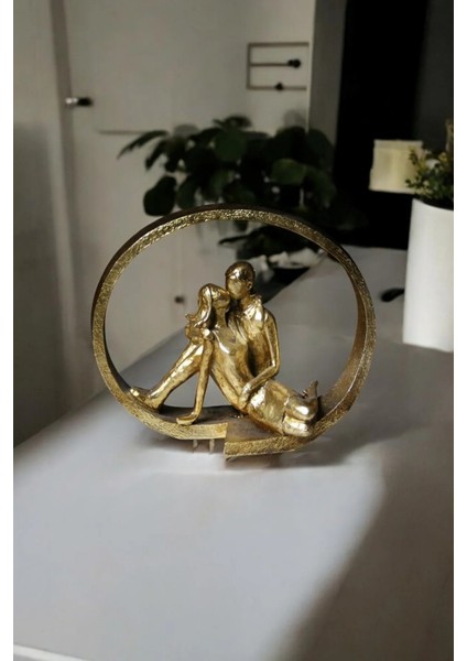 Beyaz Çemberli Kız Çift Hediyelik Biblo Dekoratif Obje