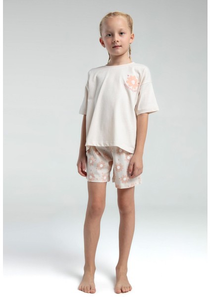 RP3609 - Bej - Rolypoly Kız Çocuk Şort Takım