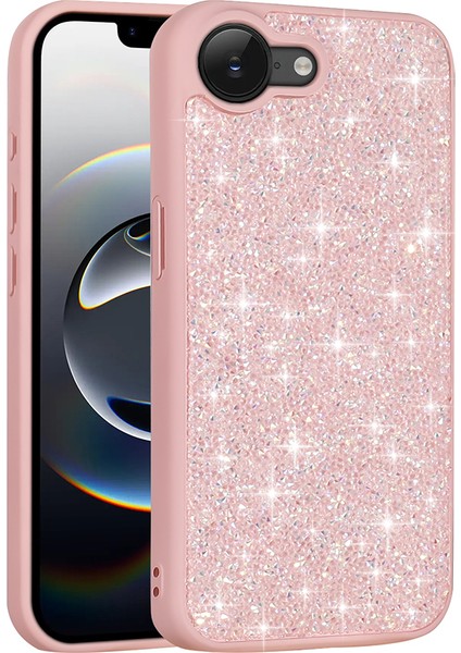 Apple iPhone 16E Uyumlu Kılıf Parlak Taşlı Pırlanta Pembe fiyatları