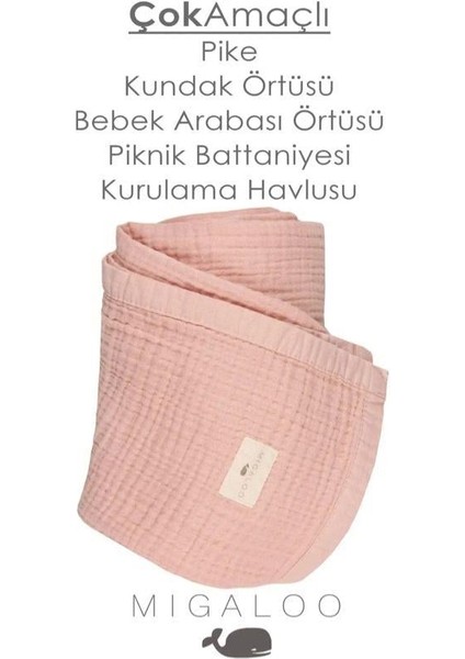 Migaloo Müslin Örtü Dört Katlı 90x120 cm Pembe fiyatları