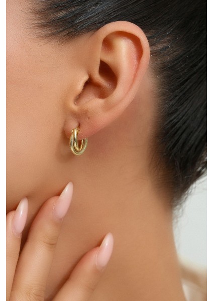 14 Ayar Altın Ikili Yarı Setina Halka Küpe Mini Boy 1.2 cm fiyatları