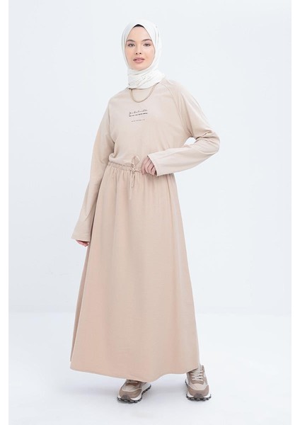 Bej-Beli Büzgülü Çan Etek