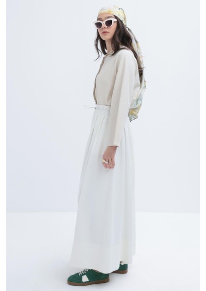 Beyaz-Belden Büzmeli Etek modelleri