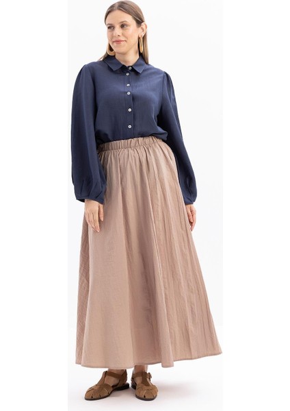 Vizon-Kraşlı Beli Lastikli Kloş Etek fiyatları