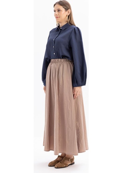 Vizon-Kraşlı Beli Lastikli Kloş Etek modelleri