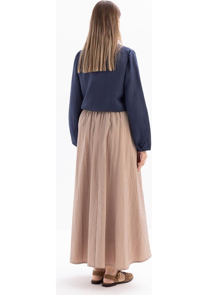 Vizon-Kraşlı Beli Lastikli Kloş Etek fırsatları