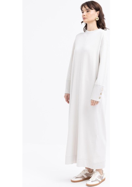 Taş-Manşeti Kalın Ribanalı Düğme Detaylı Likralı Elbise fiyatları