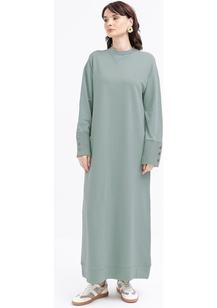 Defne-Manşeti Kalın Ribanalı Düğme Detaylı Likralı Elbise fiyatları