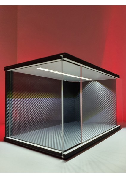 1:24 Ölçek Siyah Karbon Kaplama LED Işıklı Akrilik Korumalı Sergileme Standı/diorama modelleri