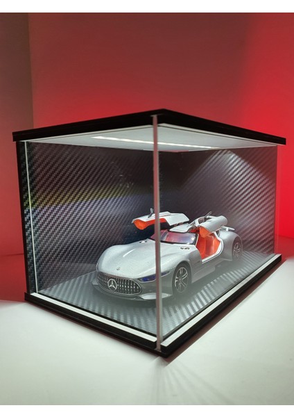 1:24 Ölçek Siyah Karbon Kaplama LED Işıklı Akrilik Korumalı Sergileme Standı/diorama fırsatları