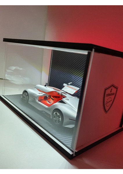 1:24 Ölçek Siyah Karbon Kaplama LED Işıklı Akrilik Korumalı Sergileme Standı/diorama indirimleri