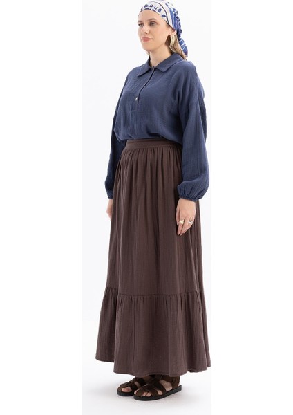 KAHVE-%100 Pamuklu Kloş Etek modelleri