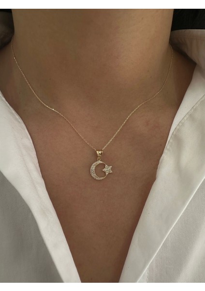 14 Ayar Altın Taşlı Altın Yıldızlı Kolye 509