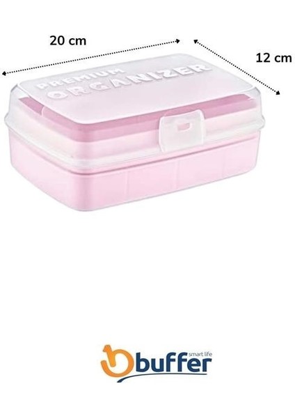 ® 12 Bölmeli Çok Amaçlı Takı Toka Kutusu Dikiş Kutusu Kapaklı Organizer Kutusu Bölmeli Kutu