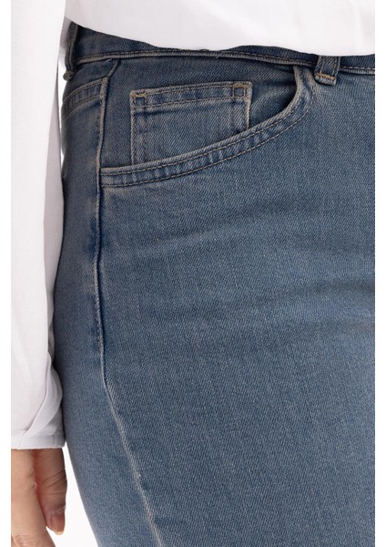 Açık Mavi-Geniş Paça Denim Pantolon indirimleri