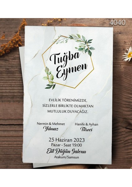 4040 EKOLİFE DÜĞÜN VE NİŞAN DAVETİYESİ 300 ADET AL 100 ADET BİZDEN