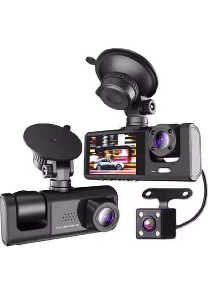 Yol Kayıt 1080P Full Hd Çözünürlük 3 Kameralı Araç Içi Seyir ve Arka Kamera
