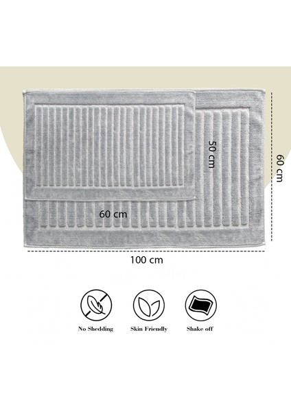 Line Köşeli Gri 2'li %100 Pamuk Banyo Halısı Paspası Seti Klozet Takımı fırsatları