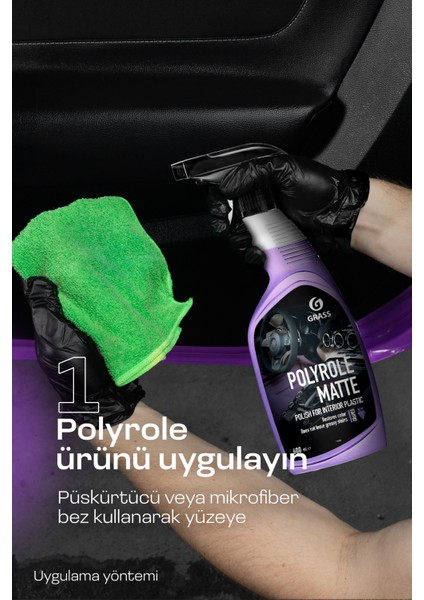 Matte Torpido & Gösterge Paneli Temizleyici Parlatıcı - Üzüm Kokulu Mat Yüzeyler İçin Leke Bırakmaz, Polyrole Matte Üzüm Oto Kokpit Temizleyici ve Parlatıcı 600ml