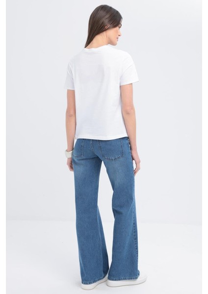 Beyaz-Kısa Kollu Basic T-Shirt
