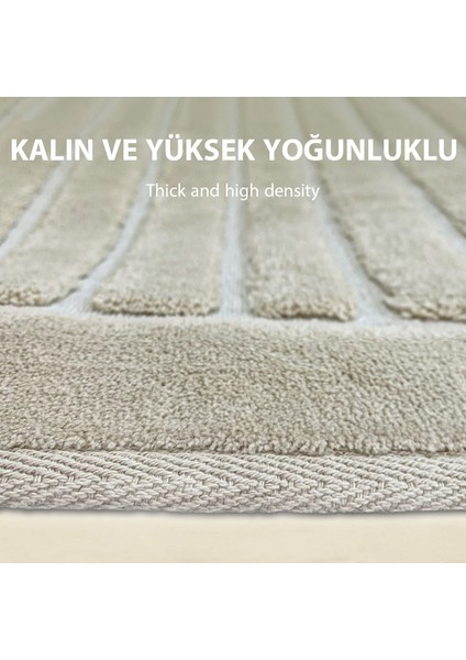 Line Köşeli Vizon 2'li %100 Pamuk Banyo Halısı Paspası Seti Klozet Takımı fırsatları