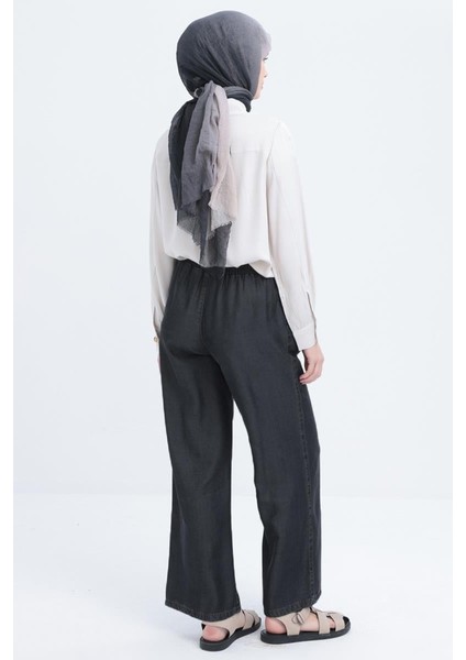 GRI01-BELI Lastikli Denim Pantolon
