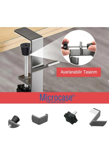 Ayarlanabilir Çift Başlı Masaya Monte Metal Taşıyıcı Çanta Kulaklık Poşet Eşya Vb. TUTUCU-AL4788 Siyah