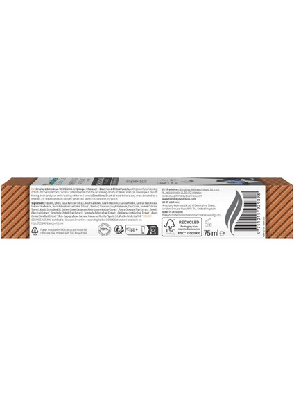 Beyazlatıcı Plak Karşıtı Diş Macunu 75ml | Ecocert Cosmos Sertifikalı | Organik Aktif, Kömür