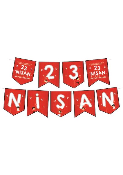 23 Nisan Yazısı Ipli Ulusal Egemenlik ve Çocuk Bayramı Banner Süs Okul Sınıf Süsleme - 1 Adet