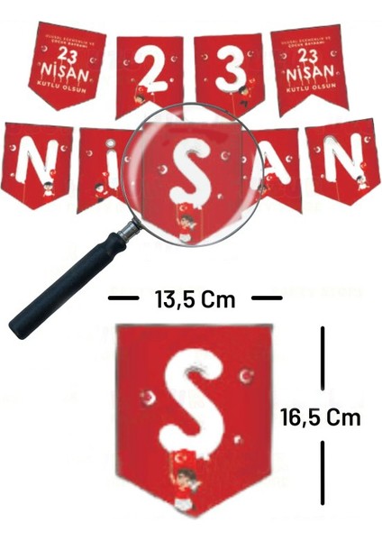 23 Nisan Yazısı Ipli Ulusal Egemenlik ve Çocuk Bayramı Banner Süs Okul Sınıf Süsleme - 1 Adet